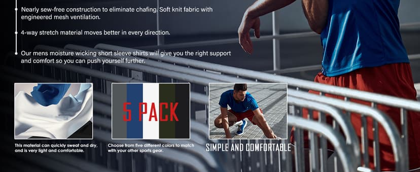 5 Pack Mesh Workout Shirts for Men Dry Fit Gym Shirts Quick Dry Athletic Short Sleeve T-Shirt Moisture Wicking