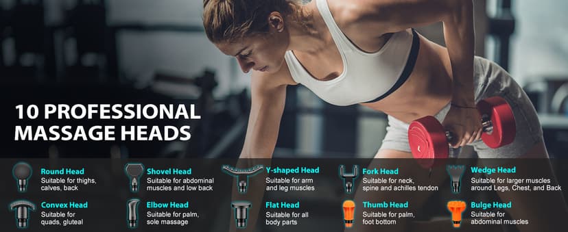 TOLOCO Massage Gun, Deep Tissue Back Massage for Athletes for Pain Relief, Percussion Massager with 10 Massages Heads & Silent Brushless Motor, Gifts for Fathers Day, Black