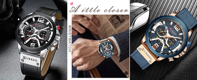 FANMIS Mens Luxury Watches Business Chronograph Dress Waterproof Leather Strap Analog Quartz Wrist Watch