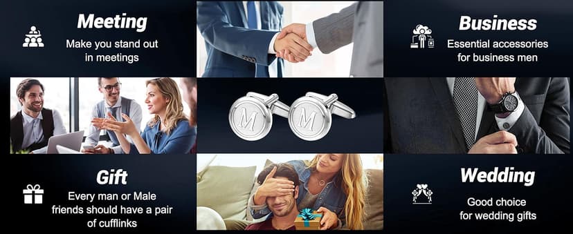 LOYALLOOK Initial Gold Cufflinks for Men Gold Cuff Links Personalized Copper CuffLinks Letter Cufflinks Gift for Groom Husband Father