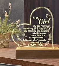 Romantic Gifts for Girlfriend, to My Girlfriend Engraved Night Light, I Love You Gifts for Her, Cute Girlfriends Anniversary Birthday Gifts for Her from Boyfriends