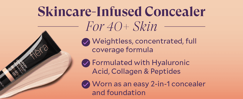 Fièra Luxury Concealer & Foundation with Anti-Aging Ingredients - Full Coverage for Dark Circles, Wrinkles, Fine Lines, and Spots, All-Day Wear For Mature Skin - Light, 0.5 FL. OZ. / 15 ML