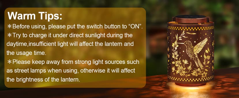 Hummingbird Solar Lanterns Garden Decor Birthday Gifts for Women Mon Grandma Metal Hanging Solar Lights Waterproof Outdoor Decoration for Outside LED Lanterns for Yard Patio Lawn Pathway Landscape