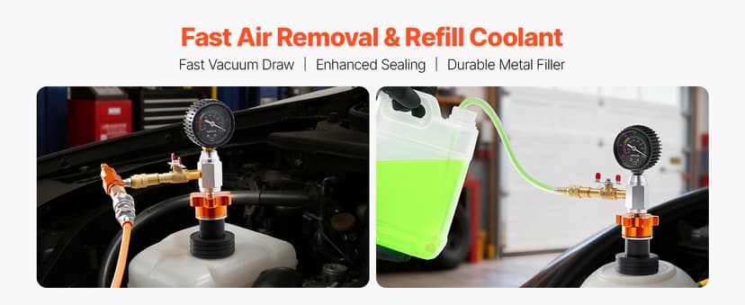 VEVOR Radiator Vacuum Refill Kit, Automotives Cooling System Vacuum & Purge Fill Tool with Gauge, Portable Radiator Coolant Filling Kit with Toolbox, Universal Fit for Most Cars Vans SUVs and Trucks