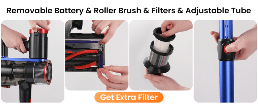 NADALY Cordless Vacuum Cleaner, 550W 45Kpa 65Mins Vacuum Cleaners for Home, Stick Vacuum with LED Display, Anti-Tangle, Self-Standing, 8-in-1 Lightweight Vacuum for Hardwood Floor/Carpet/Pet Hair