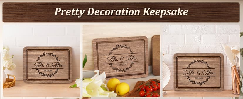 Craftique Wedding Gifts for Couples 2025, Bridal Shower Gifts- Walnut Wood Cutting Board Engraved with Mr. and Mrs. EST. 2025- Mr and Mrs/Wedding/Engagement Gift for Newlyweds Bride and Groom