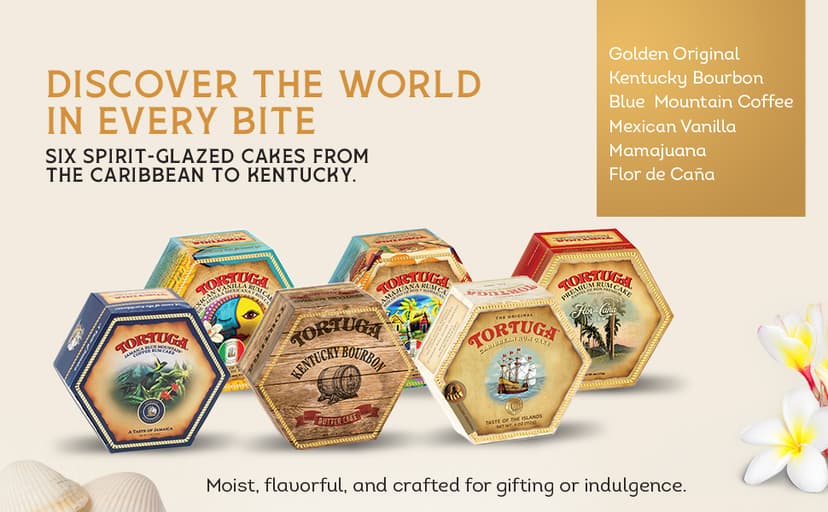 TORTUGA Provenance Rum Cake Variety Pack – 4 oz. - 6 Pack - The Perfect Premium Gourmet Gift for Stocking Stuffers, Gift Baskets, and Christmas Gifts - Great Mini Cakes for Delivery