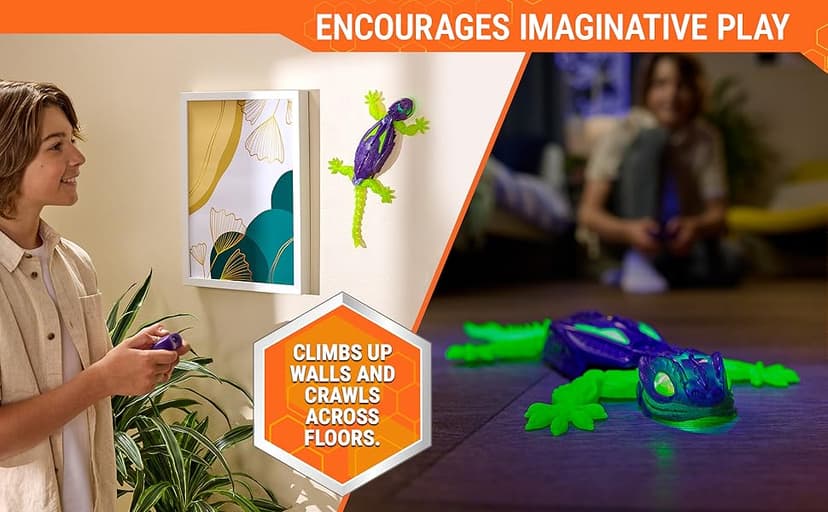 HEX BOTS Glow-in-The-Dark Gecko with Official Wall Climber Technology, Rechargeable Remote Control Robot Kids Toys, Prank Toys for Boys & Girls Ages 4 & Up