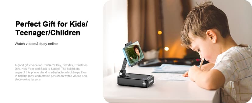 TechGlow Foldable Cellphone Stand with Bluetooth Speaker Power Bank 360° Rotatable Phone Stand Birthday Gifts for Men Women Mother Father Cool Tech Gadgets