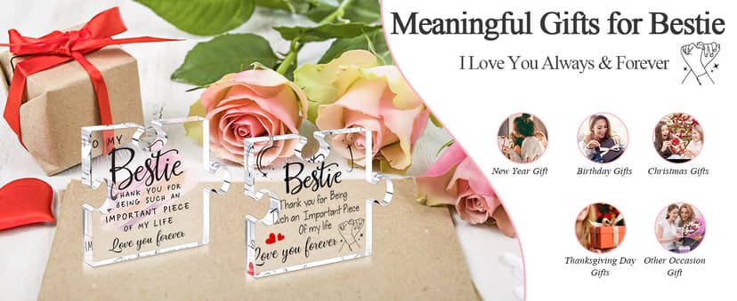 Bestie Gifts for Women Friendship - 0.6" Thickness Acrylic Puzzle & Gift Box,Gifts for Friends Female,Friend Keepsake for Women Birthday,Bff Soul Sister Work Bestie Gift for Thankgiving Present