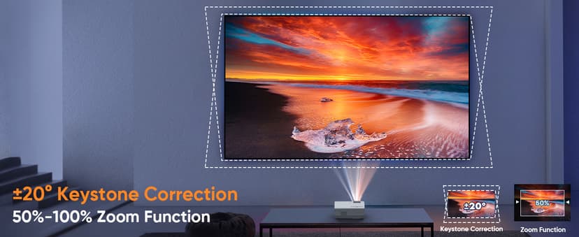 Projector with WiFi and Bluetooth, Upgrade Outdoor Projector, Mini Movie Projector Supports 1080P Synchronize Smartphone Screen by WiFi/USB Cable for Home Entertainment