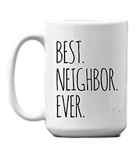 Panvola Best Neighbor Ever Farewell Gifts for Neighbors Moving Away Housewarming Goodbye Welcome Appreciation New Neighborhood Novelty Drinkware Ceramic Mug (11 oz, White)