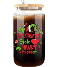 Teacher Christmas Gifts,16oz Funny Christmas Grin-ch Cups for Teachers,Teacher Appreciation Gifts,Thank You Gift End of The Year Teachers Gift for Women from Student