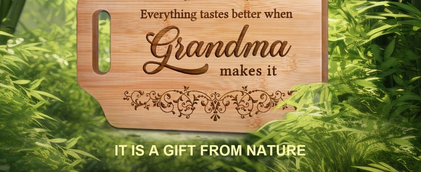 AceThrills Grandma Gifts for Grandma Birthday Gifts from Grandkids for Christmas, Mother's Day - Engraved Bamboo Cutting Board 12.3"L x 8.7"W x 0.4"Th (Everything Tastes Better)