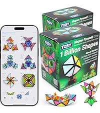 TOSY Magnet Pyramid Glow - 1 Cube Transforms into 1 Billion Shapes, 15 pcs (12 Puzzle pcs & 3 Accessories), 243 Magnets, Glowing, Christmas Stocking Stuffers Gift for Kids, Creative Puzzle STEM Toy