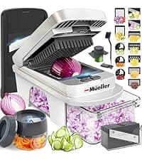 Mueller Pro-Series 10-in-1, 8 Blade Vegetable Chopper, Mandoline Slicer, Food Chopper with Container, Fruit Slicer, Kitchen Gadgets & Accessories, Home Essentials