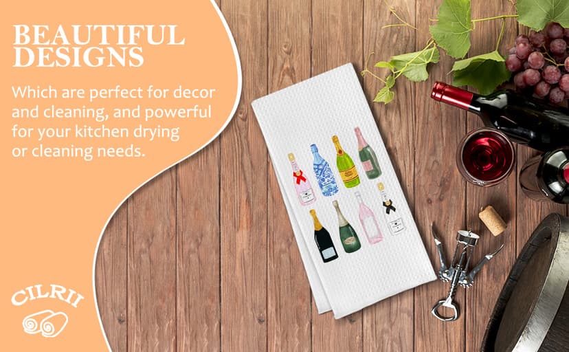 Christmas Wine Kitchen Towels - Hand, Dish, and Tea Towels for Wine Lovers - Funny Gift for Women - 16 X 24