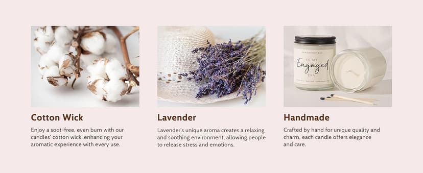 Engagement Gifts for Couples – Lavender Scented Candle for Relaxation & Stress Relief (7oz) – Just Engaged Gifts for Her, Bride to Be, Fiance, Engagement Party Decorations, Handmade