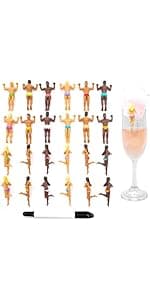 NPW Drinking Buddies Party Edition Drink Markers & Wine Glass Charms – Holiday Party Favour, Stocking Stuffer & Christmas Girls' Night Gift (12-Count, Pen Included)