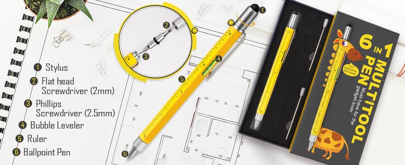 Gifts for Men Multitool Pen, Birthday Gifts for Dad Husband Him Adults, Father's Day Gifts from Daughter and Son, Cool Gadgets and Unique Gift Ideas for Construction Engineers, Woodworkers Carpenters