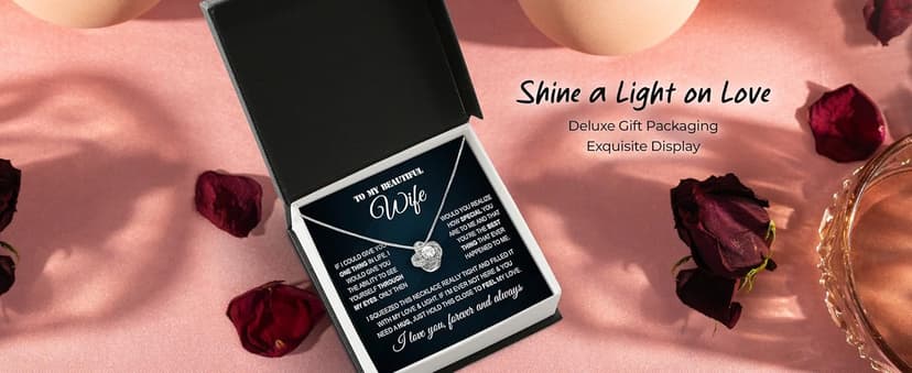 Larvincy To My Wife Necklace from Husband With Heartfelt Message & Elegant Box - Soulmate Necklace for Women, Romantic Jewelry Gift for Her On Birthday, Anniversary