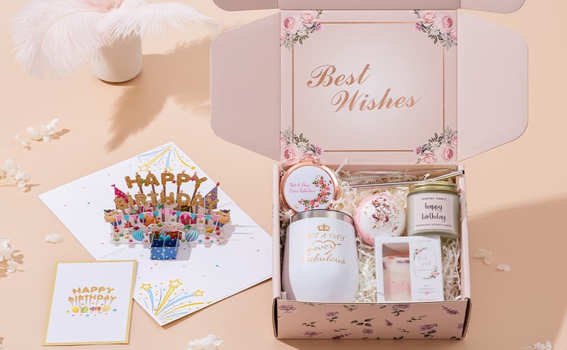 Birthday Gifts for Women, Happy Bath Set Relaxing Spa Gift Baskets Ideas for Women, Her, Mom, Sister, Female Friends, Coworker, Wife, Girlfriend, Daughter, Unique Gifts for Women Who Have Everything