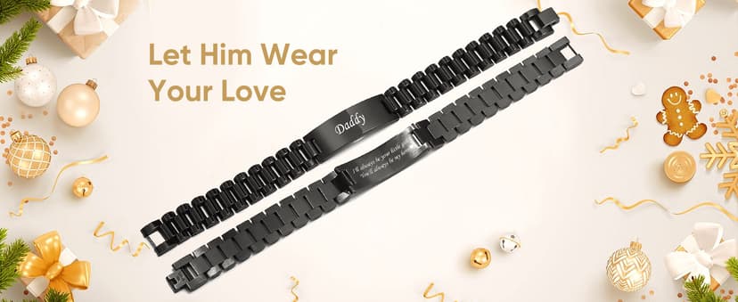 VNOX Masculine Watch Band Stainless Steel Link Bracelet Personalized Jewelry Gift for Men DAD Father Husband Boyfriend