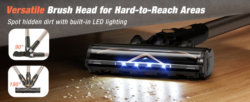 Cordless Vacuum Cleaner, 580W 48KPA 70 Mins Vacuum Cleaners for Home, Self-Standing Stick Vacuum with Touch Screen, Wall Mount Charge, Ultra High-Power Brush for Pet Hair/Plush Carpet/All Floor