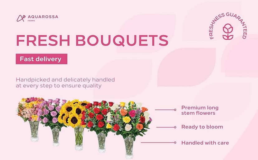 Aquarossa Farms – Flowers for Delivery, Fresh Flowers Bouquet, Handpicked from the Farm, Gift for Birthday, Anniversary, or Just Because – 24 Fresh Roses