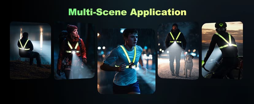 Running Lights for Runners, 500 Lumens Running Light with 45° Adjustable Tilt, 360° Reflective Vest & IPX4 Waterproof Rechargeable Light Up Gear for Night Walking/Cycling/Jogging/Hiking