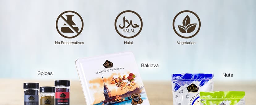 Cerez Pazari Baklava Pastry Gift Set - Turkish Baklava Pastry With Nuts & Spices - Baklava Gift Box From Turkey - Pastry, Halal Snacks - Assorted 45-48 Pieces Per Metal Dessert Box - 1.32 lbs