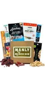 Macho Man Snack Pack Jerky Gift Box - High Protein Snacks for Men, Curated Beef Jerky Assortment Gift Box for Men, Husband, Dad, Boyfriend, Low Carb Keto