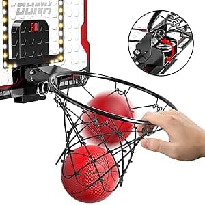 TEMI Indoor Basketball Hoop for Kids, Door Room Basketball Hoop,Mini Basketball Hoop with 4 Balls, Basketball Toys for 3 4 5 6 7 8 9 10 11 12 Year Old Boys
