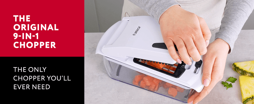 Fullstar The Original Pro Chopper - Vegetable Chopper and Spiralizer, Food Chopper with Container, Fruit Slicer, Kitchen Gadgets & Accessories, Home Essentials (9 in 1, White)