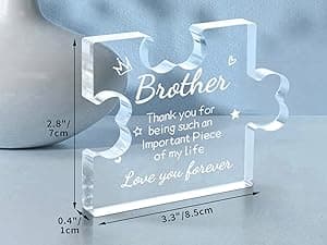Funnli Gifts for Men Boys Acrylic Plaque - Fathers Day Christmas Birthday Gifts for Brother 3.35 x 2.76 Inch Desk Decorations - Brother Son Nephew Grandson Graduation Gifts from Sister