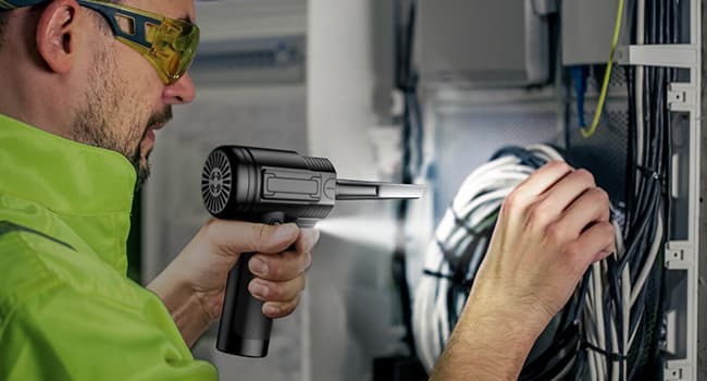 Compressed Air Duster: 100000RPM Electric Air Duster with LED Light Mini Air Blower Rechargeable Cordless Keyboard Cleaning Jet Dry Blower - Car, PC and Home Cleaning Kit Replaces Compressed Air Can