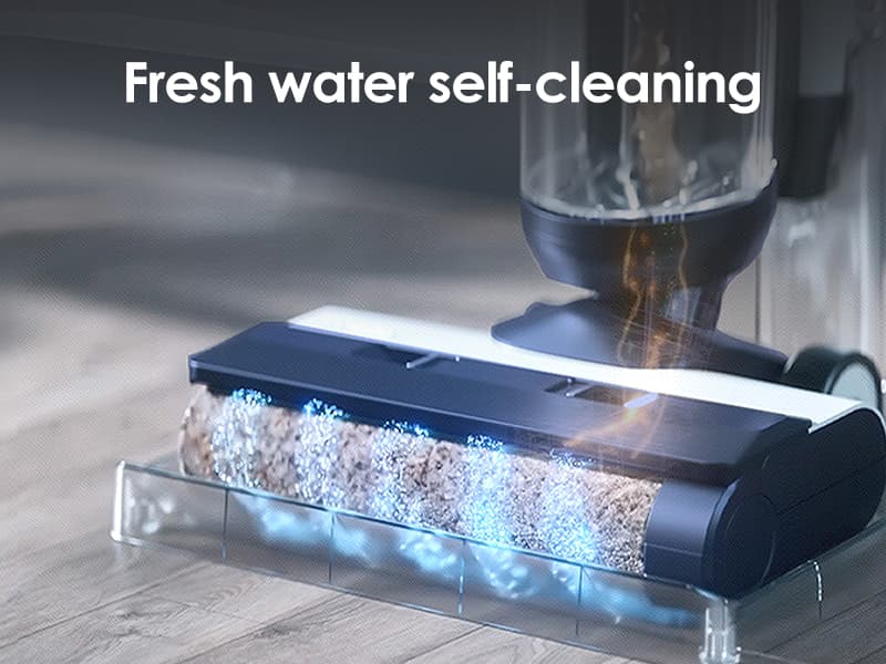 Tineco Floor ONE S5 Smart Cordless Wet Dry Vacuum Cleaner and Mop for Hard Floors, Digital Display, Long Run Time, Great for Sticky Messes and Pet Hair, Space-Saving Design, Blue