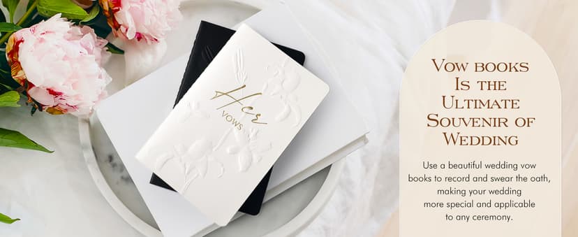 molekaus Vow Books,for Wedding Vow Books Wedding Gift for Bride and Groom Vows Book his and Hers with 28 Pages-5.5 * 3.5 in Wedding Notebook with Gilded Font Set of 2 (White and Black)