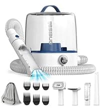 oneisall Dog Grooming Vacuum, Pet Grooming Vacuum with Clipper Nail Grinder, 1.5L Dust Cup Dog deshedding Brush with 7 Tools for Shedding Pet Hair, Home Cleaning(Blue)