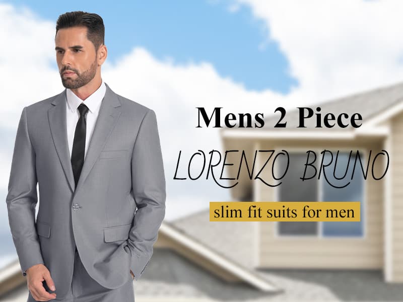 Mens Suit 2 Piece Suits for Men One Button Slim Fit Solid Jacket & Pants Tuxedo Set Business Wedding Party