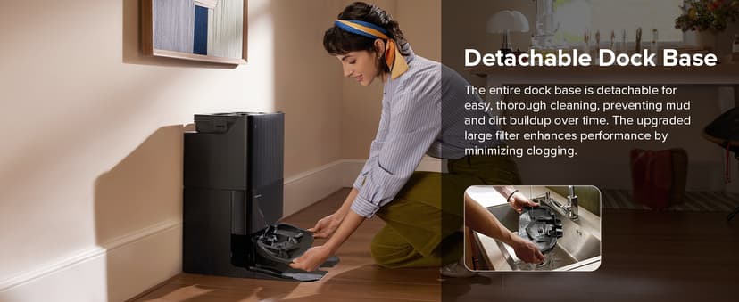 roborock QV 35S Robot Vacuum and Mop, All-in-one Vacuum Cleaner, 10,000Pa Powerful Suction, Self Emptying & Refilling, Self Mop Washing & Air Drying, Anti-Tangle Brushes for Home, Pet Hairs, Black