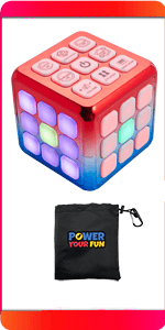 Power Your Fun Cubik LED Flashing Cube Memory Game - Electronic Handheld Game, 5 Brain Memory Games for Kids STEM Sensory Toys Brain Play Puzzle Fidget Light Up Cube Stress Relief Fidget Toy (Tie Dye)
