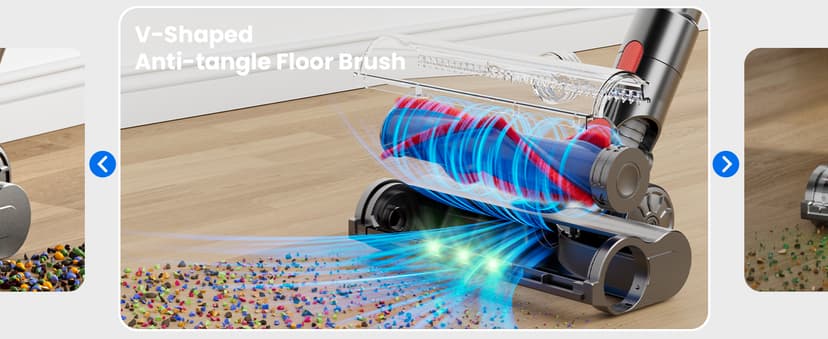 Cordless Vacuum Cleaner, 500W/40Kpa Vacuum Cleaners for Home, 60Mins Stick Vacuum with LED Display, Anti-Tangle & Wall Mount Charging, 8 in 1 Lightweight Vacuum for Hard Floors Carpet Pet Hair