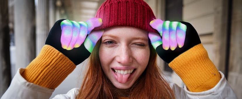 Luwint LED Light Up Rave Gloves for Adults & Teens, Flashing Party Accessories Gift Ideas for Halloween Christmas Dance
