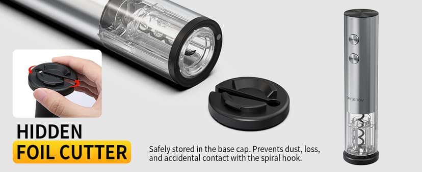 CIRCLE JOY Rechargeable Electric Wine Opener Set 8-in-1 Stainless Steel Automatic Wine Bottle Opener Gift Set w/Electric Wine Aerator Pourer, Foil Cutter, Wine Drip Ring, Vacuum Pump & 2 Wine Stoppers