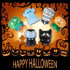 New 6 Packs-Halloween Squishies Toys Slow Rising Party Favors:Pumpkin,Zombie,Black Cat,Mummy,Vampire,Ghost Halloween Treat Bag Classroom Prizes,Stress Relief Toys for Kids Toddlers Gift