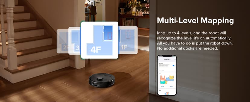 roborock QV 35S Robot Vacuum and Mop, All-in-one Vacuum Cleaner, 10,000Pa Powerful Suction, Self Emptying & Refilling, Self Mop Washing & Air Drying, Anti-Tangle Brushes for Home, Pet Hairs, Black