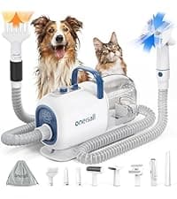oneisall Dog Grooming Vacuum, Pet Grooming Vacuum with Clipper Nail Grinder, 1.5L Dust Cup Dog deshedding Brush with 7 Tools for Shedding Pet Hair, Home Cleaning(Blue)