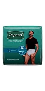 Depend Depend Fresh Protection Adult Incontinence Underwear for Men, Disposable, Maximum, Extra-Large, Grey, 68 Count (2 Packs of 34), Packaging May Vary