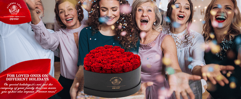 16-Piece Preserved Rose Birthday Gifts for Women, Eternal Rose Preserved Flowers for Delivery Prime Mothers' Day, Valentine's Day, Christmas, Birthday - Red Roses